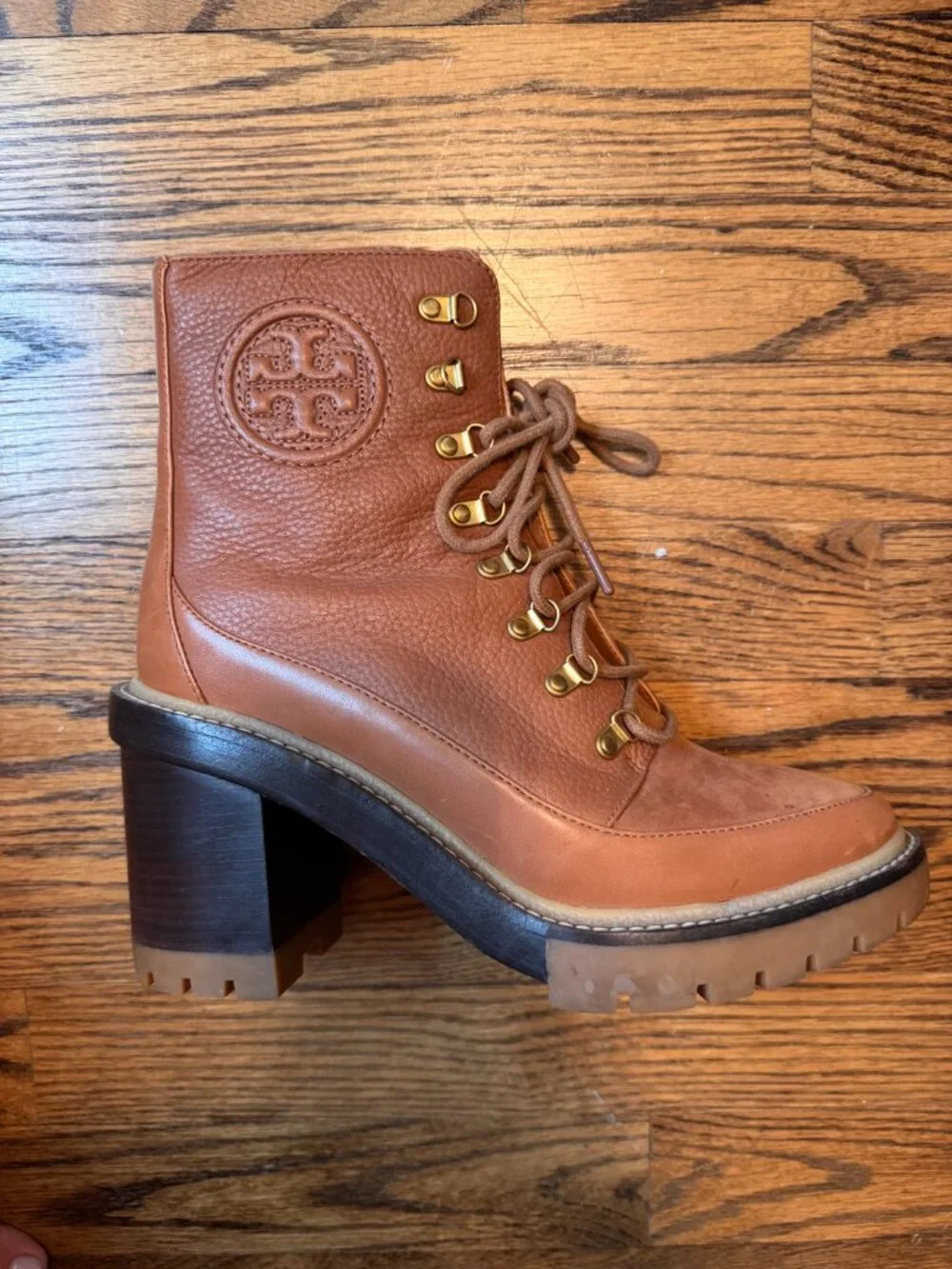 tory Burch Miller Mixed-Materials Lug Sole Boot Size 8.5